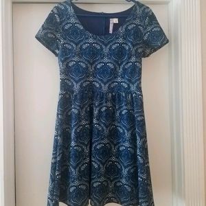 Alya Navy Print Skater Dress Size M
